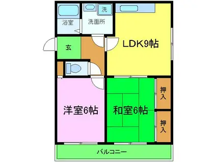 ヴィレッジヒルズTAKA(2LDK/3階)の間取り写真