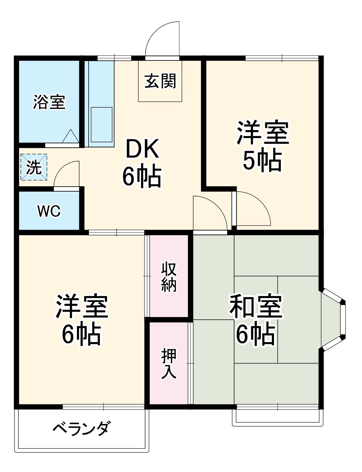 新久松ハイツ(3DK/2階)の間取り写真