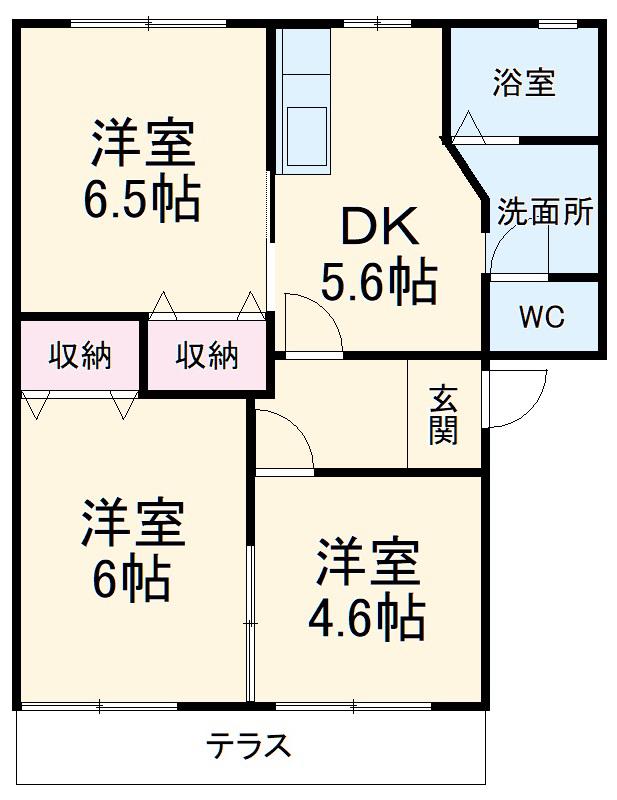 パークハウスNIWA(3DK/2階)の間取り写真