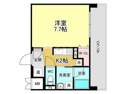 エナブル塚本Ⅱ(1K/7階)の間取り写真