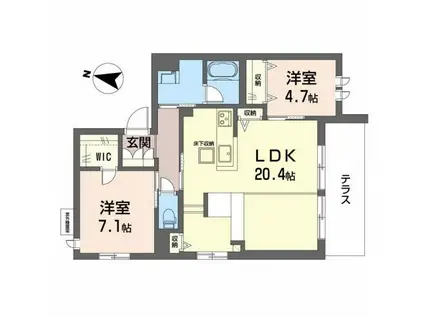 シャーメゾン小町(2LDK/1階)の間取り写真