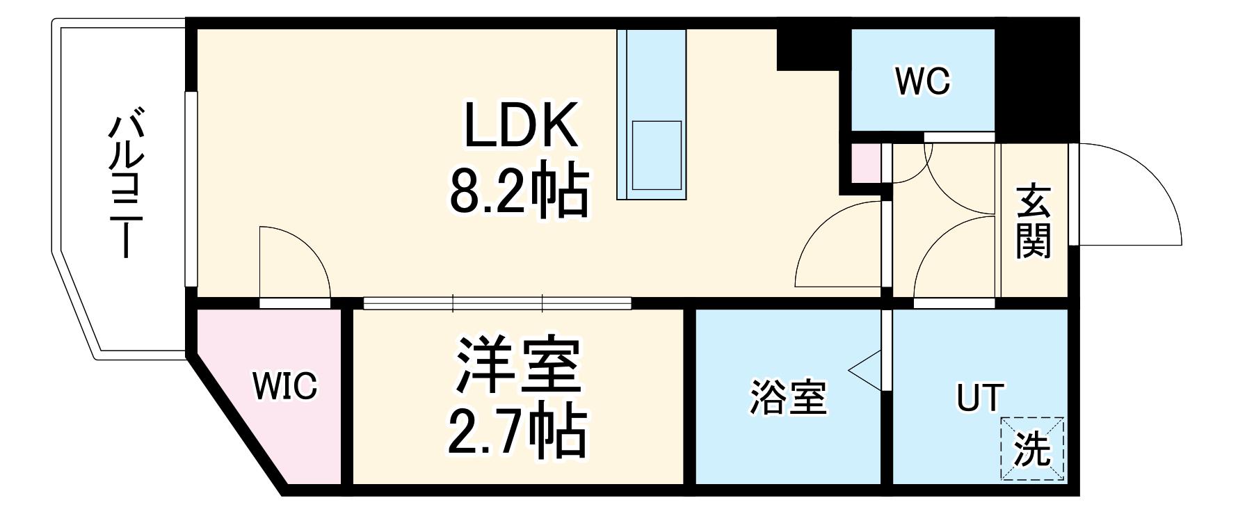 アソシエ中村(1LDK/2階)の間取り写真