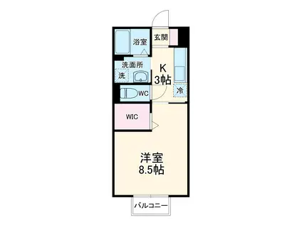 ブランフルール(1K/2階)の間取り写真