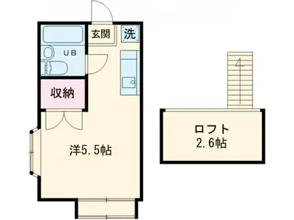 キャナール壱番館(ワンルーム/2階)の間取り写真