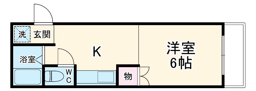 パークサイドⅡ(1DK/1階)の間取り写真