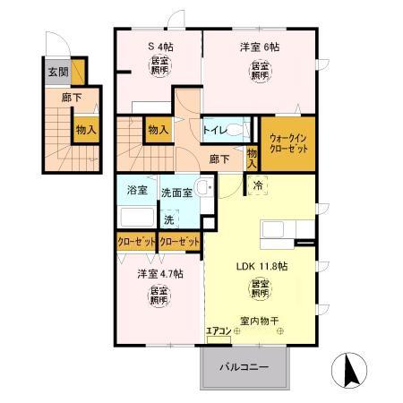 シエルツリー Ⅲ(2SLDK/2階)の間取り写真