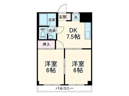 リビング悠久(2DK/1階)の間取り写真