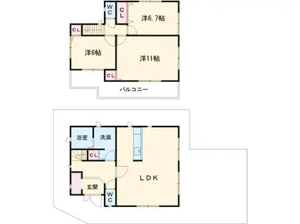 南海電鉄南海本線 春木駅 徒歩10分 2階建 築3年(3LDK)の間取り写真