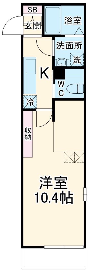 ウィンドテラス八千代台北Ⅲ(1K/1階)の間取り写真