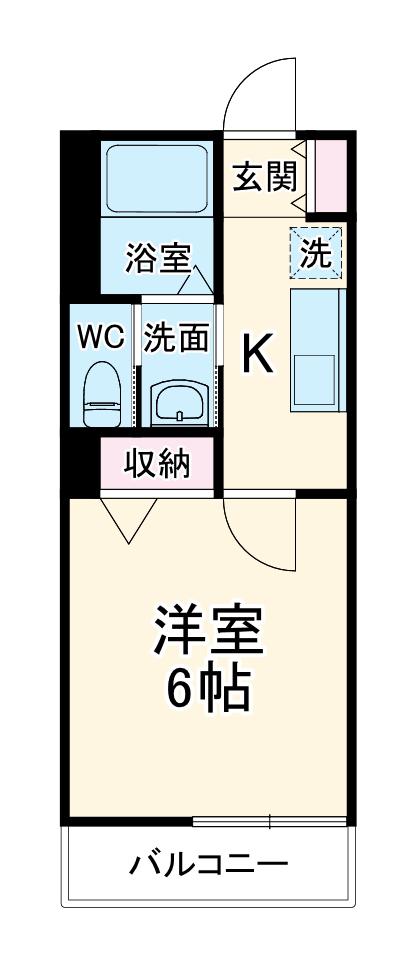MARKDUO一ノ割Ⅱ(1K/2階)の間取り写真