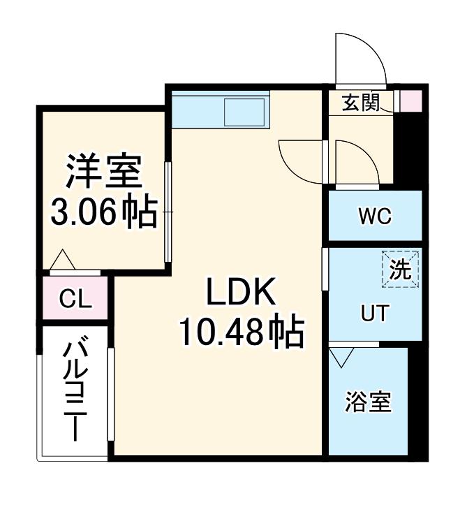 JACK HANADAⅠ(1LDK/3階)の間取り写真