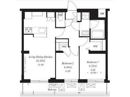 フレンシア下井草(2LDK/2階)の間取り写真