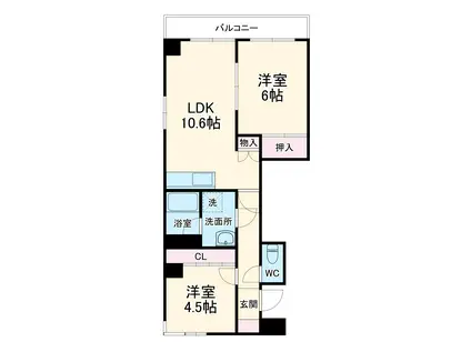 ウェーブコート(2LDK/4階)の間取り写真