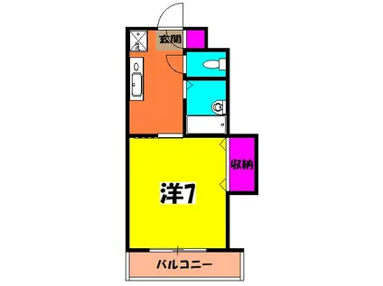 アートヒルズ一条(1K/1階)の間取り写真