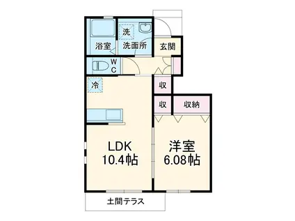 クレール サンティエ(1LDK/1階)の間取り写真