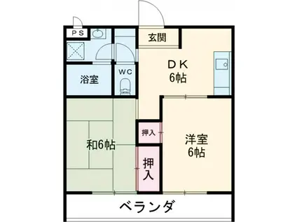 アヴェニール向陽(2DK/1階)の間取り写真