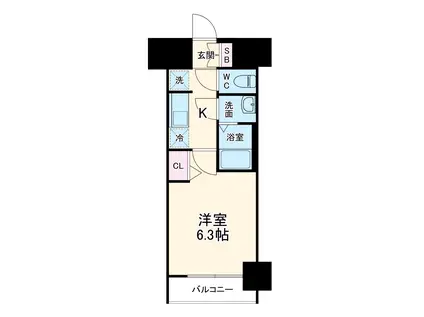 ディアレイシャス名古屋太閤通Ⅱ(1K/2階)の間取り写真