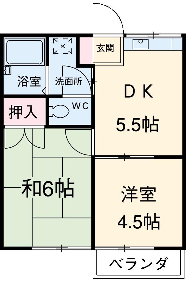 メゾン石原Ⅰ(2DK/1階)の間取り写真