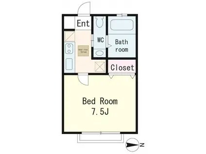 モデラート(1K/1階)の間取り写真