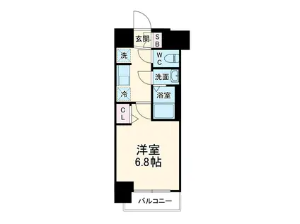 ディアレイシャス名古屋太閤通Ⅱ(1K/6階)の間取り写真