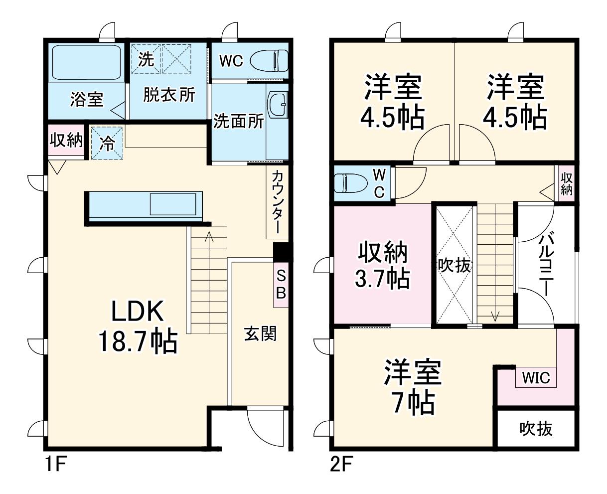 名鉄各務原線 手力駅 徒歩13分 2階建 築3年(3LDK)の間取り写真