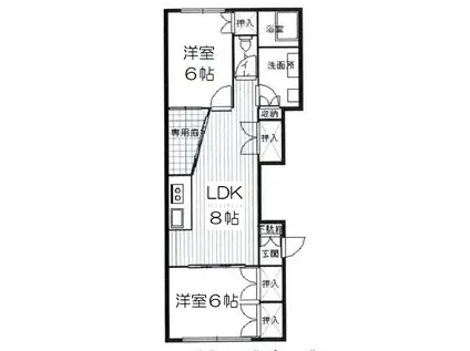 アミティー桂(2LDK/2階)の間取り写真