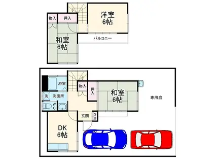 常磐線 我孫子駅 徒歩10分 2階建 築49年(3DK)の間取り写真