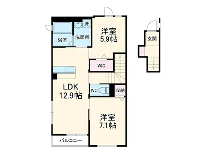 マ・グランⅧ(2LDK/2階)の間取り写真