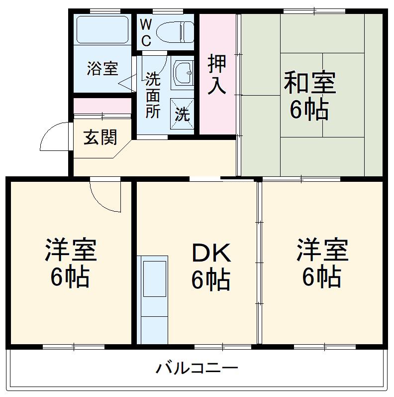 グリーンパレス(3DK/1階)の間取り写真