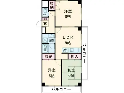 ハイツ興亜(3LDK/3階)の間取り写真