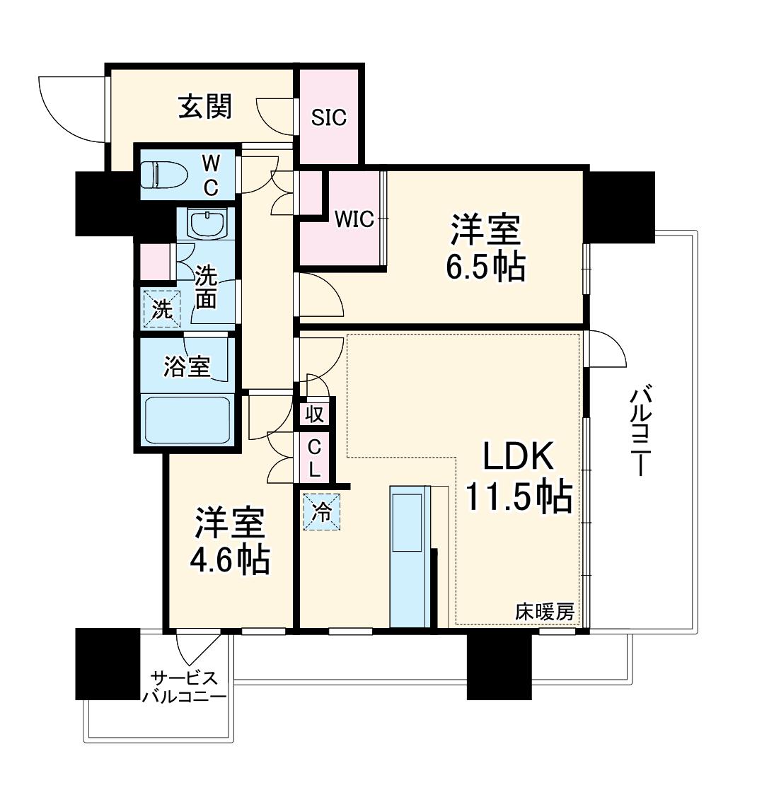 NAGOYA THE TOWER(2LDK/8階)の間取り写真