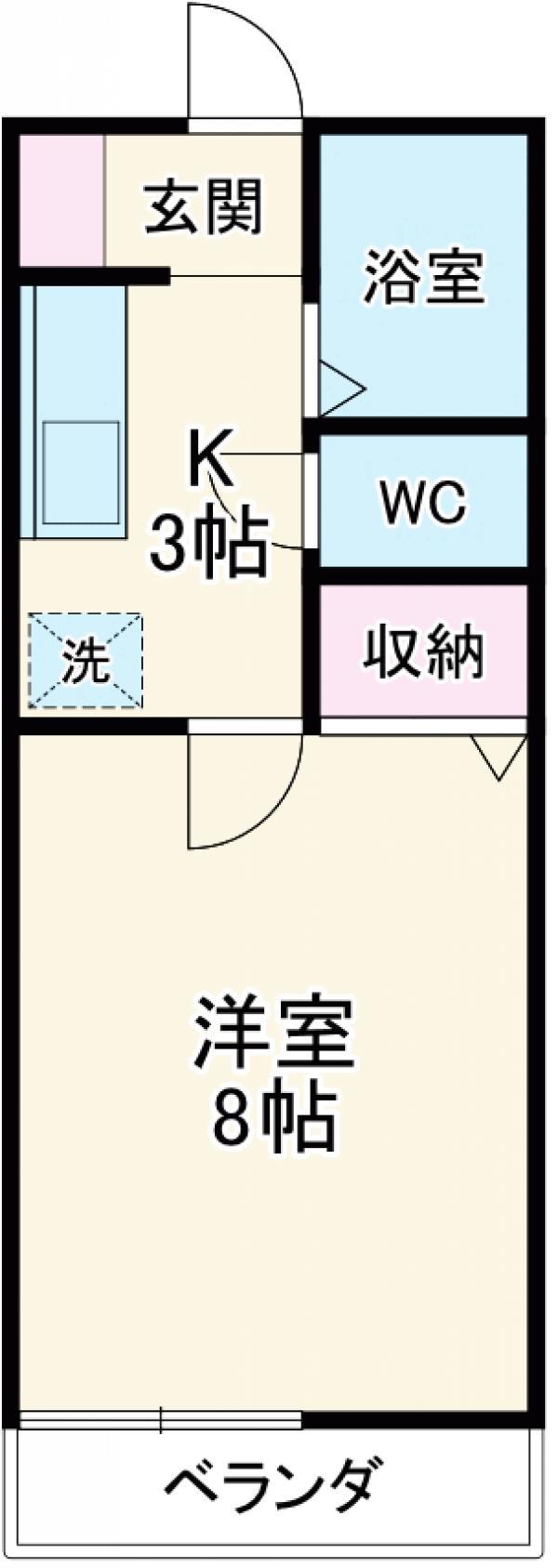 フェイバハイム(1K/2階)の間取り写真