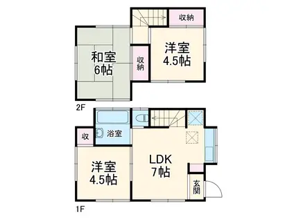 小田急電鉄小田原線 座間駅 徒歩12分 2階建 築58年(3DK)の間取り写真
