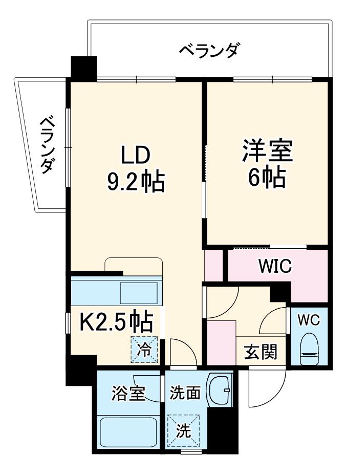 オアシスD棟(1LDK/2階)の間取り写真