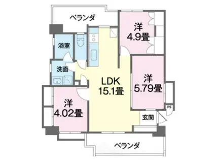 カーサパシフィカ首里寒川(3LDK/1階)の間取り写真