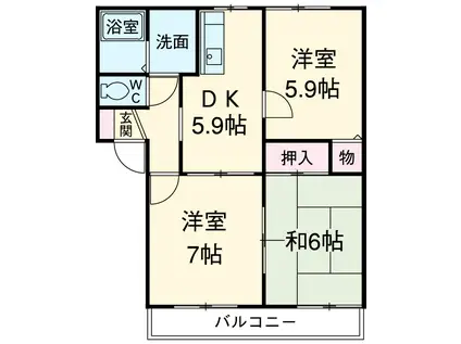 ひかりC(3DK/2階)の間取り写真