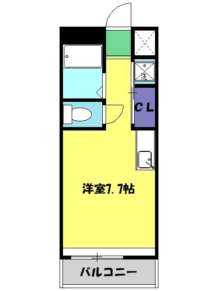 バーン万(ワンルーム/4階)の間取り写真
