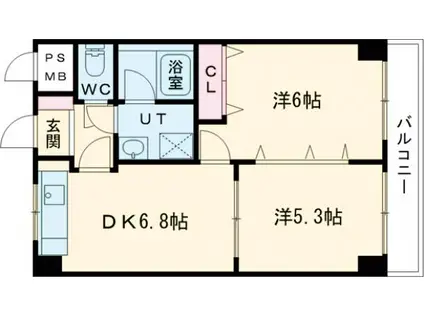 パシフィック早稲田(2DK/7階)の間取り写真