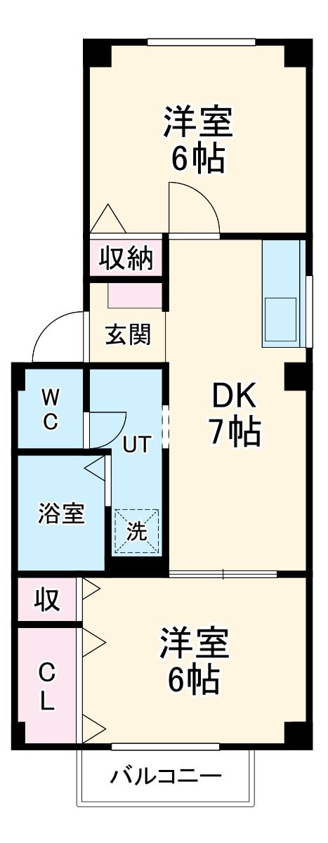 ブレスト南山A(2DK/2階)の間取り写真