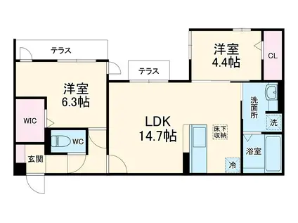 FLOURICHⅠ(2LDK/3階)の間取り写真