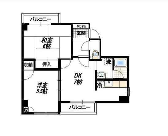 グレース八王子(2DK/4階)の間取り写真