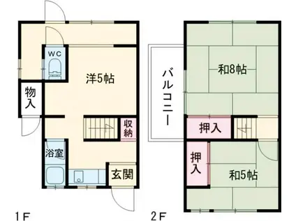 京福北野線 常盤駅(京都) 徒歩5分 2階建 築59年(3K)の間取り写真