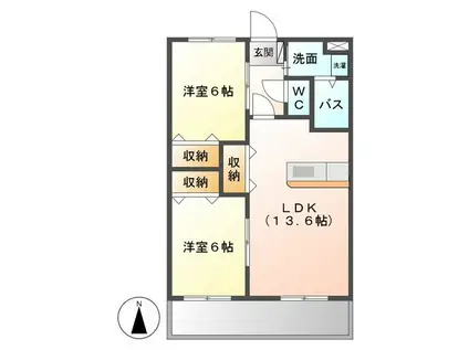 グローリアス Ⅱ(2LDK/2階)の間取り写真