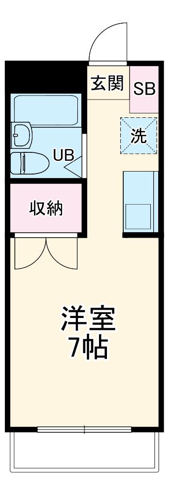 フラワーハイツB(ワンルーム/2階)の間取り写真