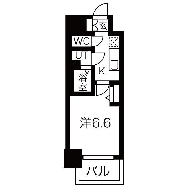 メイクスWアート今池Ⅲ(1K/13階)の間取り写真