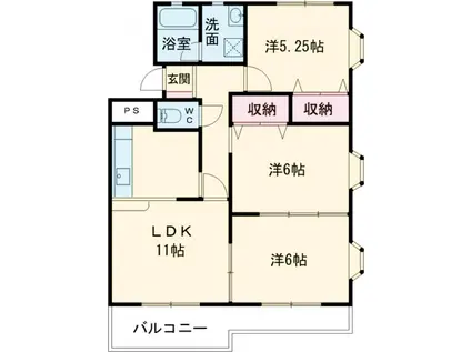 ハイツラペーラ(3LDK/1階)の間取り写真