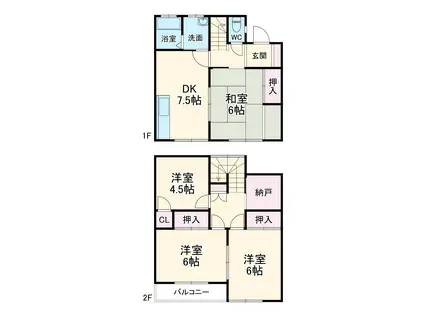 横浜線 古淵駅 徒歩10分 2階建 築45年(4SDK)の間取り写真