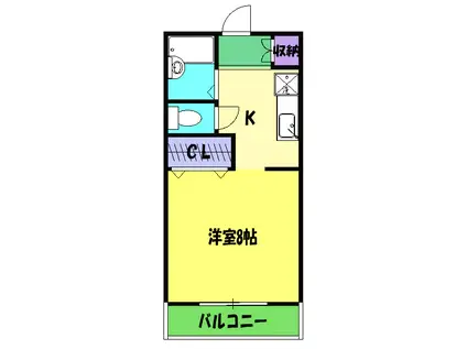 カルミア(1K/2階)の間取り写真