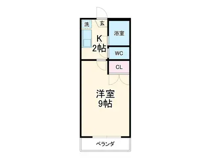 パレス吉浜(1K/2階)の間取り写真