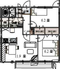 ウィルガーデン(2LDK/2階)の間取り写真
